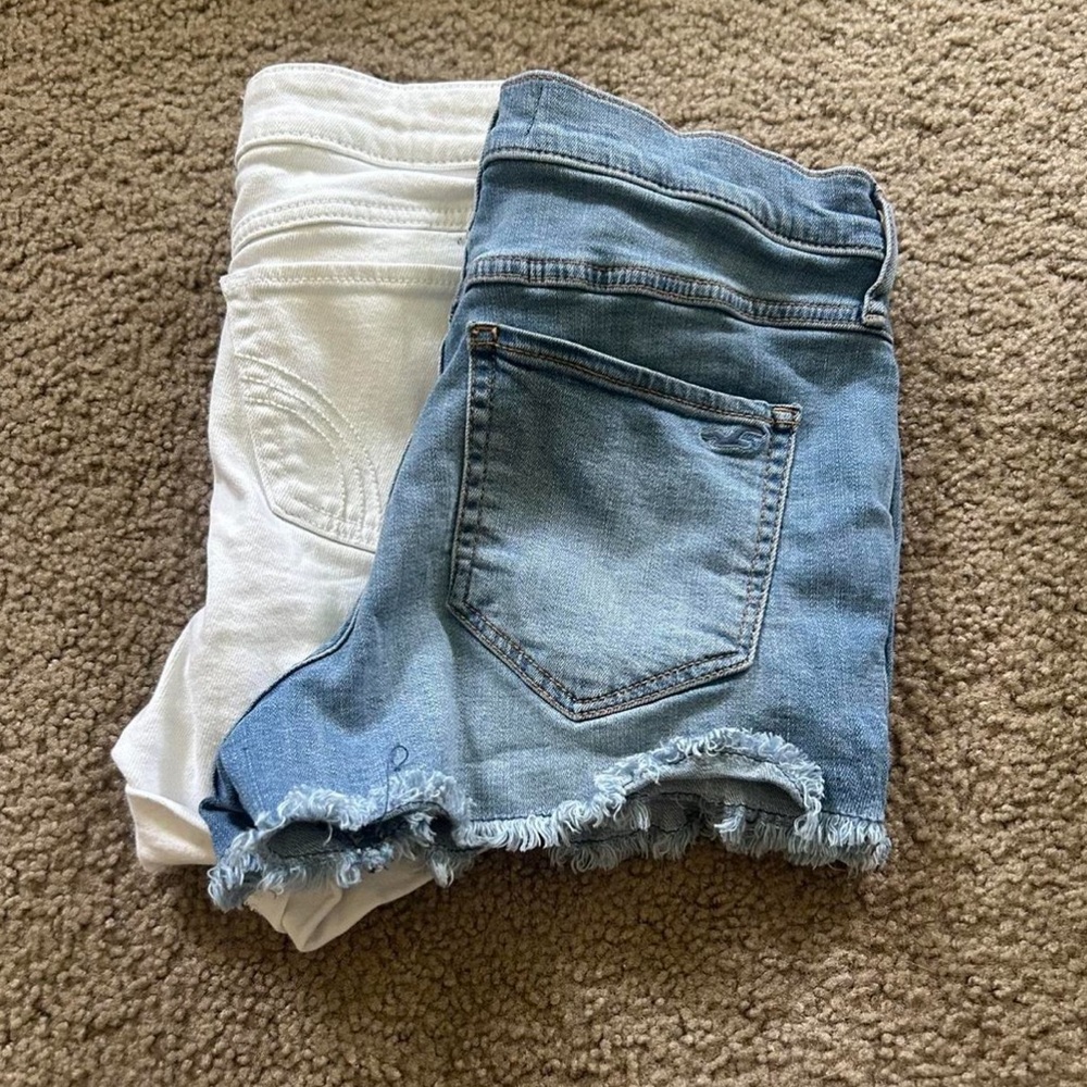 Denim and White Women's Shorts